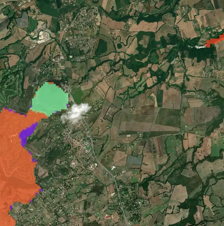 Aree protette intorno all'impianto fotovoltaico Cubico di Nepi, con il perimetro del sito