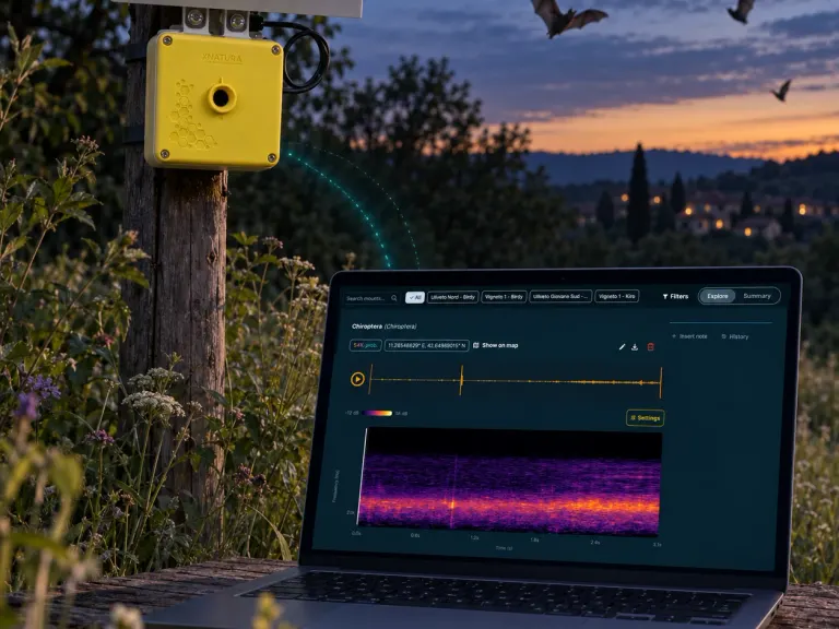 Sensore Kiro installato in campo con la dashboard XNatura
